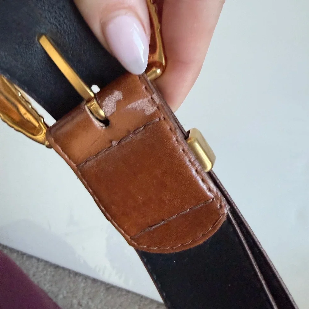 Vintage Jos‎ A Banks Vegan Leather Oversized Buckle Belt